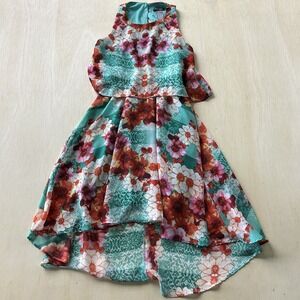 Bisou Bisou Dress Womens 6 Multicolor Floral Hi Low Fit & Flare Sundress